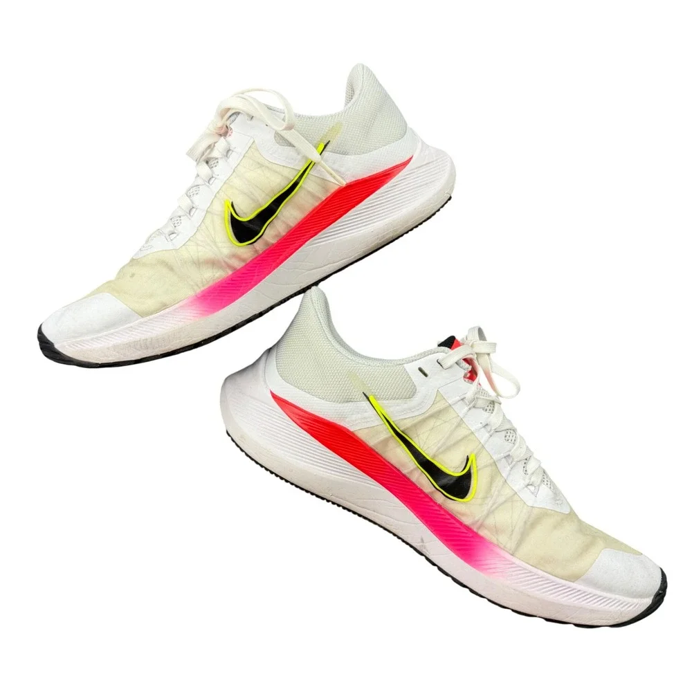 Nike Air Zoom Winflo 8 Womens Running Shoes White Pink Crimson CW3421-100 Size 8